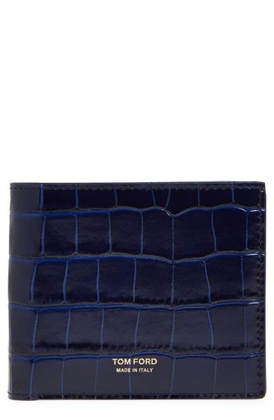 TOM FORD TOM FORD T-Line Croc Embossed Leather Bifold Wallet