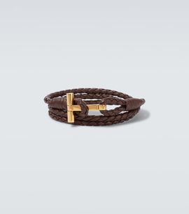 Tom Ford Tom Ford T braided leather bracelet