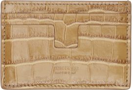 TOM FORD TOM FORD Tan Shiny Croc 'T Line' Classic Card Holder