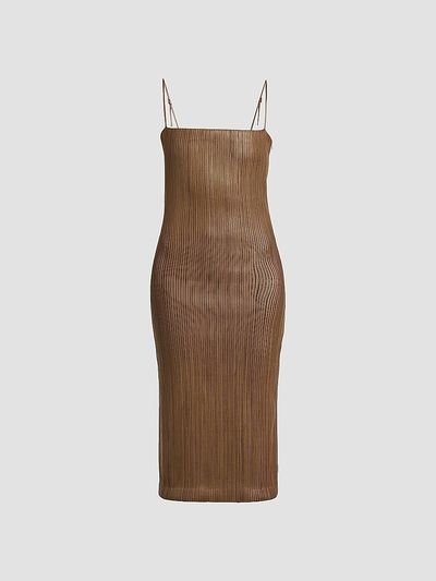 TOM FORD TOM FORD Women's Pleated Leather Sheath Midi Dress