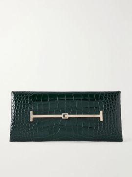 TOM FORD Tumbled croc-effect leather clutch