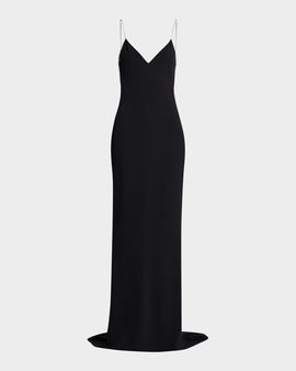 TOM FORD V-Neck Open-Back Trumpet Gown