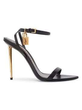 TOM FORD Women's Padlock 105MM Leather Point-Toe Ankle-Strap Sandals
