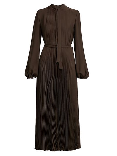 TOM FORD Women's Plissé Tieneck Blouson-Sleeve Midi Dress