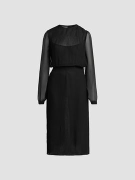 TOM FORD Women's Sheer Stripe Blouson Midi Dress