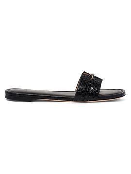 TOM FORD Women's Snake-Embossed Leather Flat Sandals