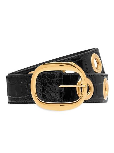TOM FORD Women's Ursula Shiny Stamped Croc Belt