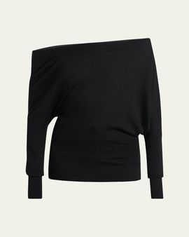 TOM FORD Wool-Silk Asymmetric Off-Shoulder Sweater