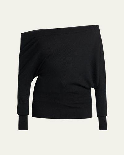 TOM FORD Wool-Silk Asymmetric Off-Shoulder Sweater