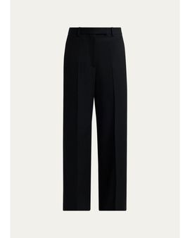 TOM FORD Wool Grain De Poudre Slanted Straight-Leg Pants