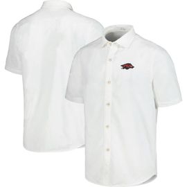 Tommy Bahama Men's Tommy Bahama White Arkansas Razorbacks Coconut Point Palm Vista IslandZone Camp Button-Up Shirt 