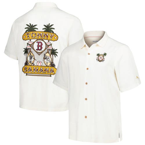 Tommy Bahama Men's Tommy Bahama White Boston Red Sox Pitcher's Paradiso Button-Up Camp Shirt 