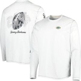 Tommy Bahama Men's Tommy Bahama White Green Bay Packers Laces Out Billboard Long Sleeve T-Shirt 