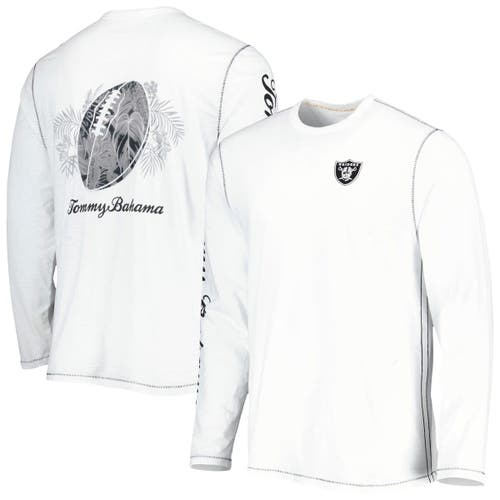 Tommy Bahama Men's Tommy Bahama White Las Vegas Raiders Laces Out Billboard Long Sleeve T-Shirt 
