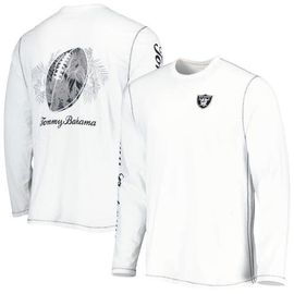 Tommy Bahama Men's Tommy Bahama White Las Vegas Raiders Laces Out Billboard Long Sleeve T-Shirt 
