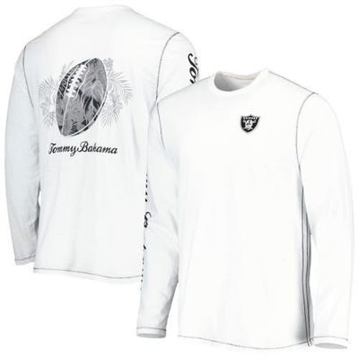 Tommy Bahama Men's Tommy Bahama White Las Vegas Raiders Laces Out Billboard Long Sleeve T-Shirt 