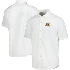 Tommy Bahama Men's Tommy Bahama White Minnesota Golden Gophers Coconut Point Palm Vista IslandZone Camp Button-Up Shirt 