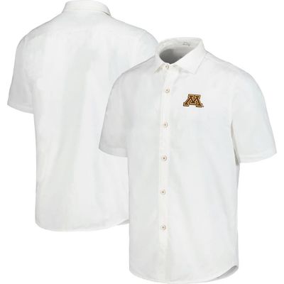 Tommy Bahama Men's Tommy Bahama White Minnesota Golden Gophers Coconut Point Palm Vista IslandZone Camp Button-Up Shirt 