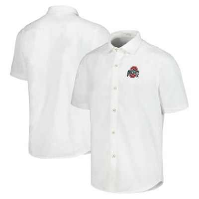 Tommy Bahama Men's Tommy Bahama White Ohio State Buckeyes Coconut Point Palm Vista IslandZone Camp Button-Up Shirt 