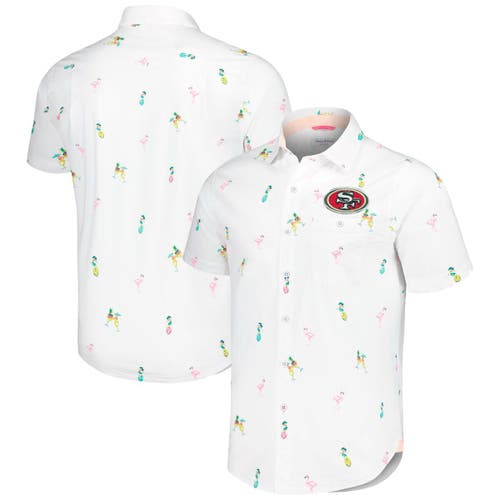 Tommy Bahama Men's Tommy Bahama White San Francisco 49ers Nova Wave Flocktail Button-Up Shirt 