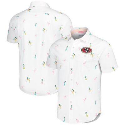 Tommy Bahama Men's Tommy Bahama White San Francisco 49ers Nova Wave Flocktail Button-Up Shirt 
