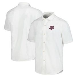 Tommy Bahama Men's Tommy Bahama White Texas A&M Aggies Coconut Point Palm Vista IslandZone Camp Button-Up Shirt 
