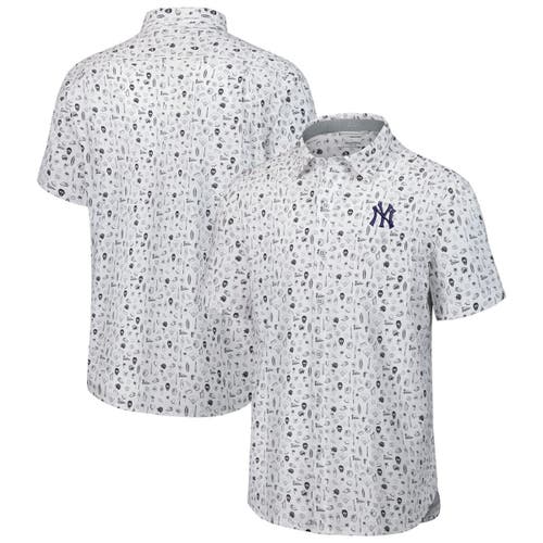 Tommy Bahama Men's Tommy Bahama Gray New York Yankees Nova Wave Riptide Rally Camp Button-Up Short Sleeve Shirt 