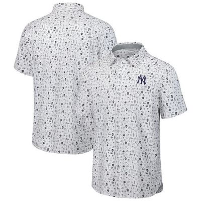 Tommy Bahama Men's Tommy Bahama Gray New York Yankees Nova Wave Riptide Rally Camp Button-Up Short Sleeve Shirt 