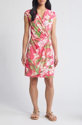 Tommy Bahama Tommy Bahama Clara Fleur de Lei Wrinkle Resistant Faux Wrap Dress