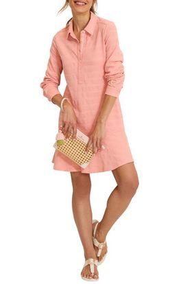 Tommy Bahama Tommy Bahama Dot Jacquard Ruffle Hem Long Sleeve Dress