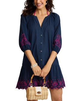 Tommy Bahama Tommy Bahama Eyelet Cove Embroidered Cotton Dress Swim Cover-Up