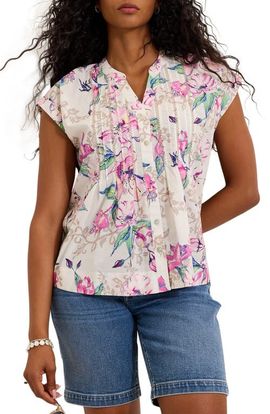 Tommy Bahama Tommy Bahama Floral Cross Stitch Embroidered Button-Up Top