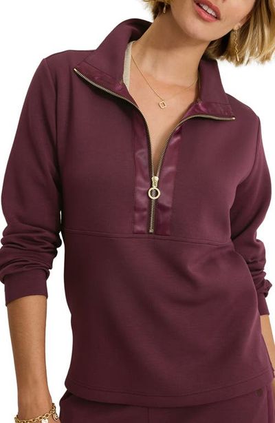 Tommy Bahama Tommy Bahama Palm Voyage Satin Trim Half Zip Sweatshirt