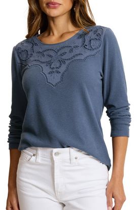 Tommy Bahama Tommy Bahama Schiffli Embroidered Waffle Stitch Top
