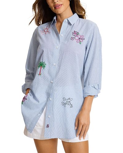 Tommy Bahama Tommy Bahama Summer Embroidered Boyfriend Shirt