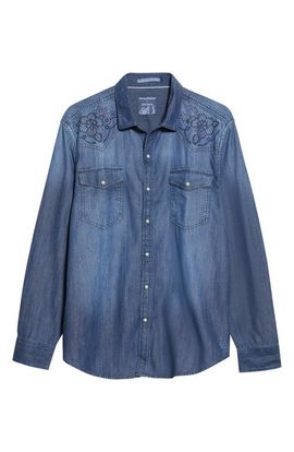 Tommy Bahama Tommy Bahama x Stetson Calypso Cowboy Embroidered Denim Snap-Up Western Shirt