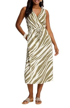 Tommy Bahama Tommy Bahama Zebra Print Satin Wrap Dress