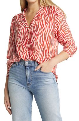 Tommy Bahama Tommy Bahama Zesty Zebra Long Sleeve Silk Camp Shirt