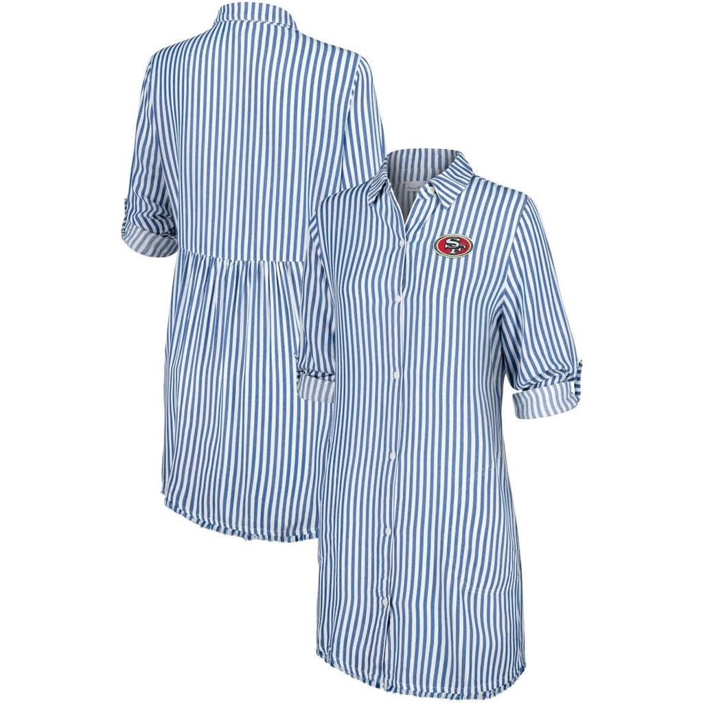 Tommy Bahama Women's Tommy Bahama Blue/White San Francisco 49ers Chambray Stripe Cover-Up Shirt Dress 
