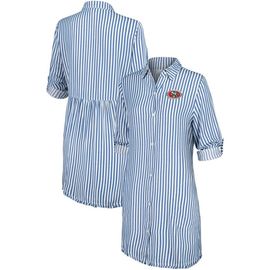 Tommy Bahama Women's Tommy Bahama Blue/White San Francisco 49ers Chambray Stripe Cover-Up Shirt Dress 