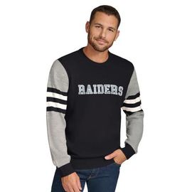 Tommy Hilfiger Men's Tommy Hilfiger Black/Heather Gray Las Vegas Raiders Acrylic Crewneck Pullover Sweatshirt 