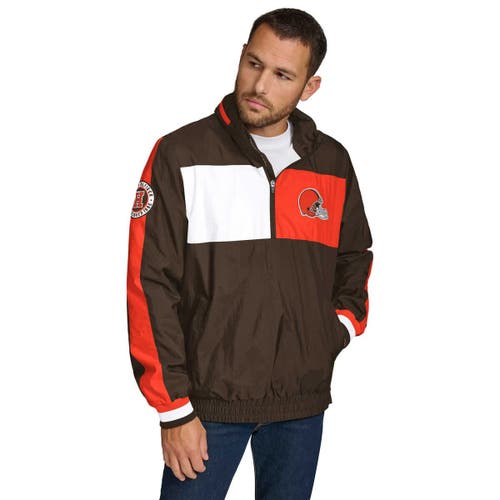 Tommy Hilfiger Men's Tommy Hilfiger Brown Cleveland Browns Gael Lightweight Half-Zip Pullover Hoodie Jacket 