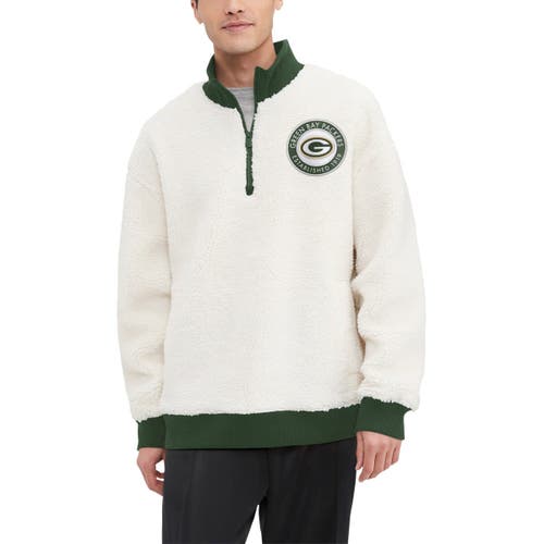 Tommy Hilfiger Men's Tommy Hilfiger Cream Green Bay Packers Jordan Sherpa Quarter-Zip Sweatshirt 