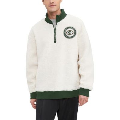 Tommy Hilfiger Men's Tommy Hilfiger Cream Green Bay Packers Jordan Sherpa Quarter-Zip Sweatshirt 