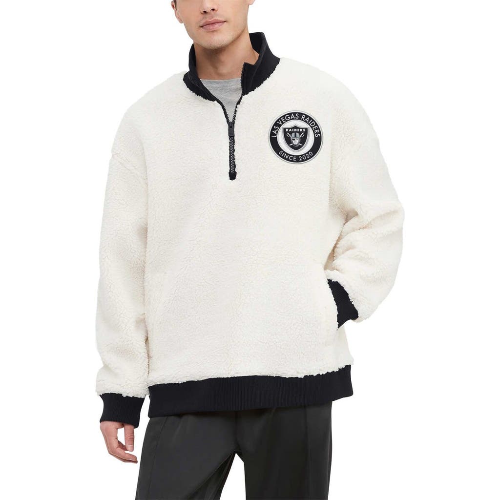 Tommy Hilfiger Men's Tommy Hilfiger Cream Las Vegas Raiders Jordan Sherpa Quarter-Zip Sweatshirt 