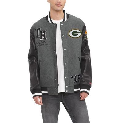 Tommy Hilfiger Men's Tommy Hilfiger Heather Gray/Black Green Bay Packers Gunner Full-Zip Varsity Jacket 
