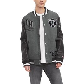 Tommy Hilfiger Men's Tommy Hilfiger Heather Gray/Black Las Vegas Raiders Gunner Full-Zip Varsity Jacket 