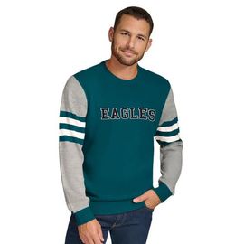 Tommy Hilfiger Men's Tommy Hilfiger Midnight Green/Heather Gray Philadelphia Eagles Acrylic Crewneck Pullover Sweatshirt 
