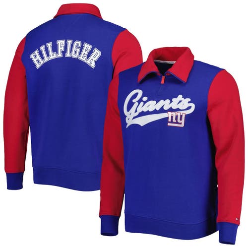 Tommy Hilfiger Men's Tommy Hilfiger Royal/Red New York Giants Aiden Quarter-Zip Sweatshirt 