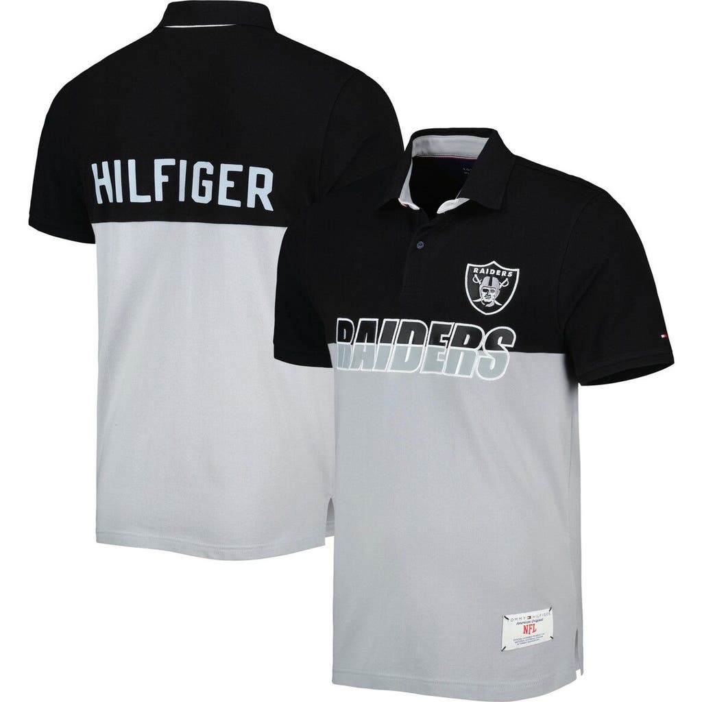 Tommy Hilfiger Men's Tommy Hilfiger Silver/Black Las Vegas Raiders Color Block Polo 